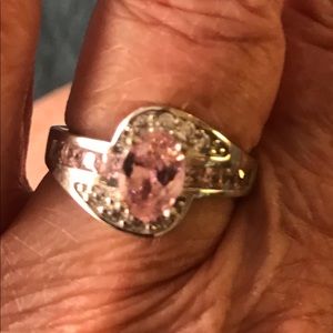 Sterling silver size 5 ring with pick ice and crystal stones